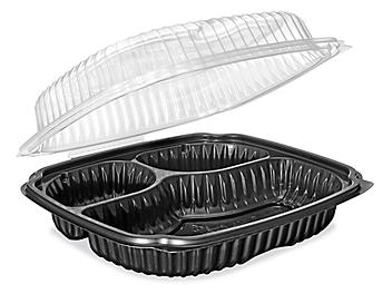 One-Piece Hinged Take-Out Containers - 40 oz, 3 Compartment S-25051