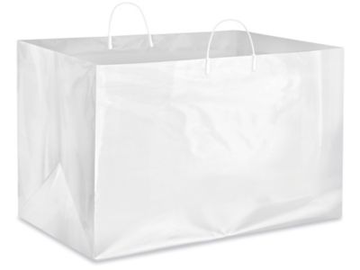 White Paper Shopping Bags - 14 x 10 x 15 1/2, Take Out