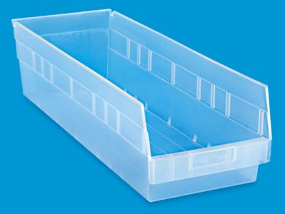 Storage Bin, Clear Plastic, 8 x 8 x 6 In.