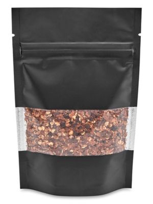 Matte Stand-Up Barrier Pouches with Window - 4 x 6 x 2", Black S-25069BL