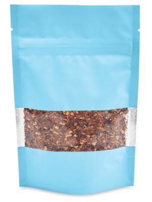 Matte Stand-Up Barrier Pouches with Window - 4 x 6 x 2", Blue S-25069BLU