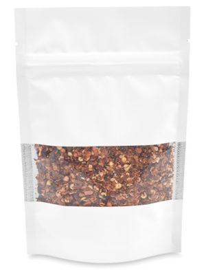Matte Stand-Up Barrier Pouches with Window - 4 x 6 x 2", White S-25069W