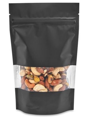  Matte Stand-Up Barrier Pouches with Window - 5 x 8 x 2 1/2"