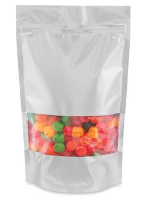 Matte Stand-Up Barrier Pouches with Window - 7 x 11 1/2 x 4", Silver S-25072SIL