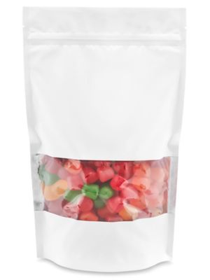 Matte Stand-Up Barrier Pouches with Window - 7 x 11 1/2 x 4", White S-25072W