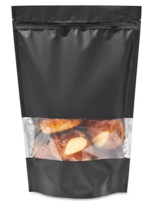  Matte Stand-Up Barrier Pouches with Window - 9 x 13 1/2 x 4 3/4"