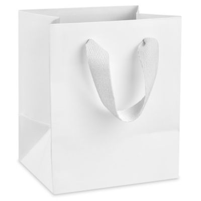 Ribbon Handle Eurototes - 5 x 4 x 6", Mini, White S-25096W