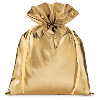 Jumbo Gift Bags - 16 1/2 x 22, Gold S-25117GOLD - Uline