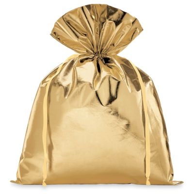 Metallic Gold Hip Dots Plastic Gift Bags, Cub 8x4x10, 25 Pack