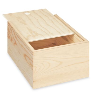 Natural Pine Wooden Box  Wood Storage Container with Sliding Lid