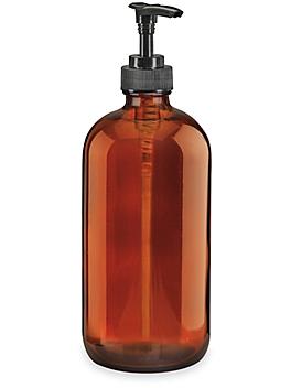 Glass Pump Bottles - 16 oz, Amber S-25125A