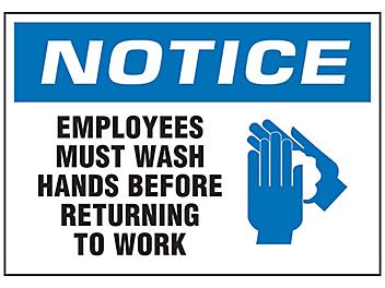 "Employees Must Wash Hands" Decals - 3 1/2 x 5" S-25132-1