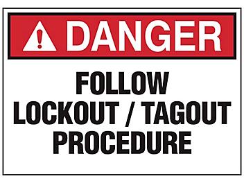 "Follow Lockout / Tagout Procedure" Decals - 3 1/2 x 5" S-25138-1