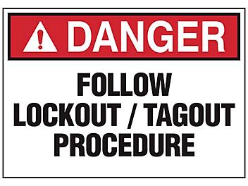 "Follow Lockout / Tagout Procedure" Decals - 5 x 7" S-25138-2