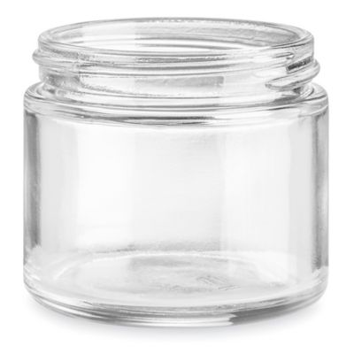 Clear Straight-Sided Glass Jars - 2 oz, Black Plastic Cap S-15846P-BL -  Uline