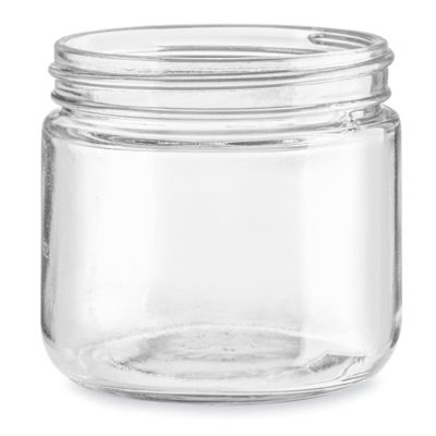 Clear Straight-Sided Glass Jars - 12 oz, Black Plastic Cap