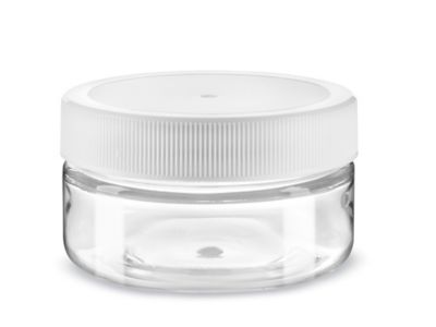 Clear Straight-Sided Glass Jars - 16 oz, Plastic Cap S-17984P - Uline