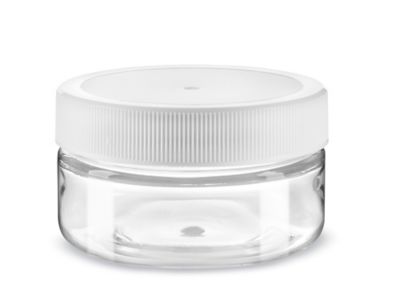 Clear PET Straight-Sided Plastic Jars Bulk Pack - 2 oz, White Cap S-25183B-W