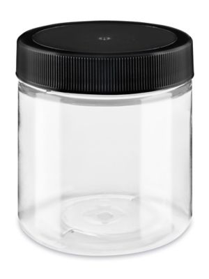 Clear PET Straight-Sided Plastic Jars Bulk Pack - 4 oz, Black Cap