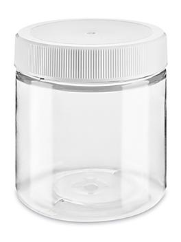 Clear PET Straight-Sided Plastic Jars Bulk Pack - 4 oz, White Cap S-25184B-W