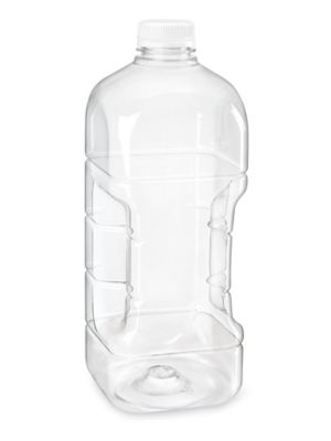 Clear Plastic Juice Bottles Bulk Pack - 64 oz , Black Cap S-25232B-BL -  Uline