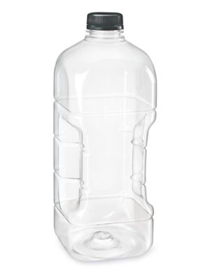 Clear Plastic Juice Bottles Bulk Pack - 64 oz , Black Cap S-25232B-BL -  Uline