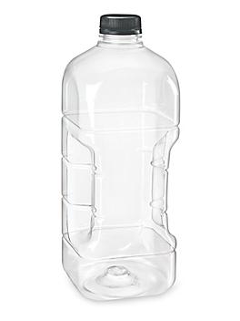 Clear Plastic Juice Bottles Bulk Pack - 64 oz , Black Cap S-25232B-BL