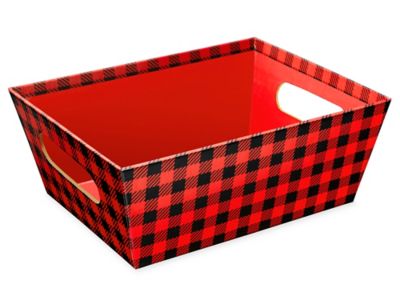 Printed Market Trays - 9 x 7 x 3", Red Plaid S-25302RPL