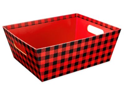 Printed Market Trays - 12 x 9 x 4", Red Plaid S-25303RPL