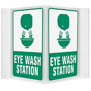 Projecting Sign - "Eye Wash Station", 3-Way S-25336