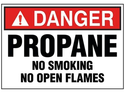 "Propane No Smoking No Open Flames" Sign - Vinyl, Adhesive-Backed S-25341V