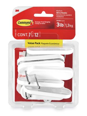 3M Command™ Clear Hooks & Strips, Plastic, Medium, 6 Hooks w/ 12 Adhesive  Strips per Pack