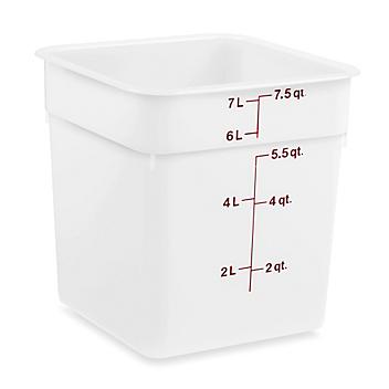 Cambro&reg; Square Food Storage Containers - 8 Quart, White S-25372