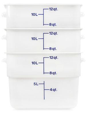 Cambro Square Food Storage Containers - 4 Quart, White - ULINE - Carton of 6 - S-25371