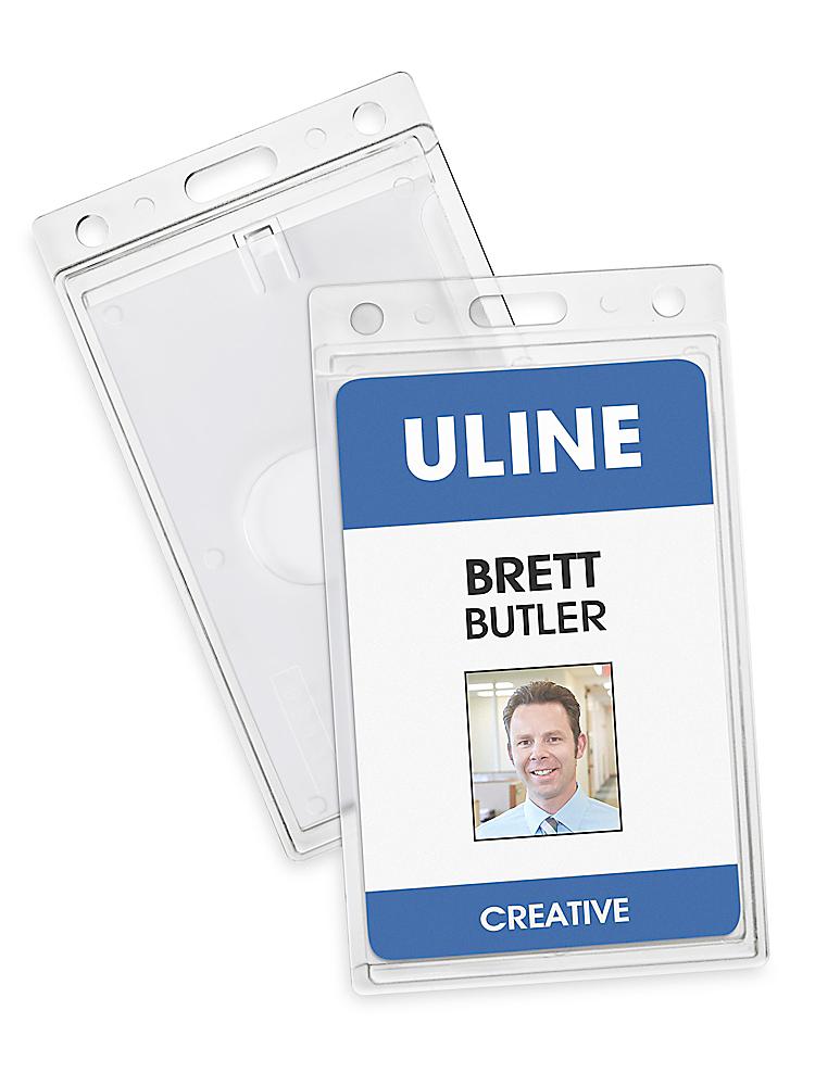 Name Badge Holders - 2 x 3, Tall, Rigid Plastic S-25449 - Uline