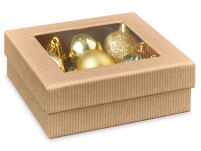 Window Gift Boxes - 5 1/2 x 5 1/2 x 2, Kraft S-25458KRFT - Uline