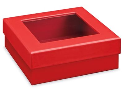Window Gift Boxes - 5 1/2 x 5 1/2 x 2", Red S-25458R