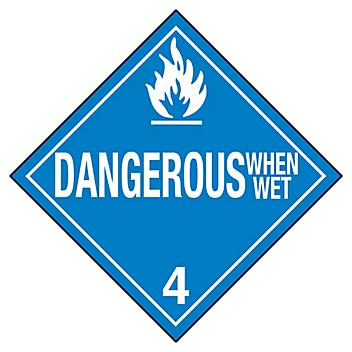 D.O.T. Placard - "Dangerous When Wet", Tagboard S-2553T