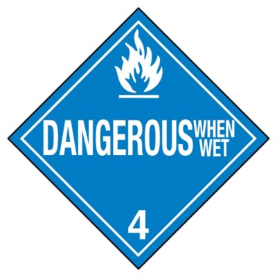 D.O.T. Placard - "Dangerous When Wet", Adhesive Vinyl S-2553V