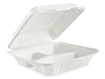Sugarcane Take-Out Containers - 36 oz, 3 Compartment S-25546