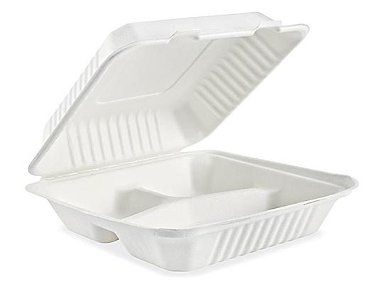 Sugarcane Take-Out Containers - 36 oz, 3 Compartment S-25546 - Uline