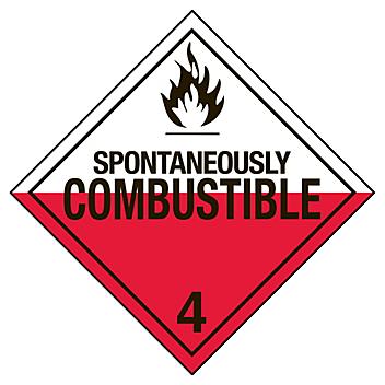 D.O.T. Placard - "Spontaneously Combustible", Tagboard S-2554T
