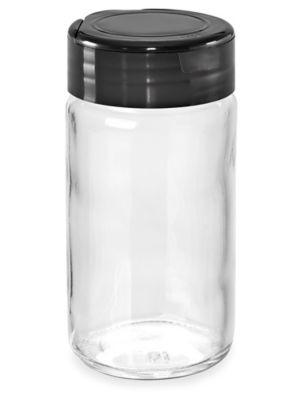 4 oz Spice Jar Square Glass with Shaker Fitment and Black Lid