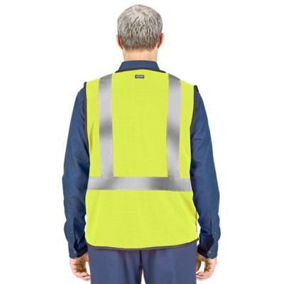 Class 2 Zipper Hi-Vis Safety Vest - Lime, S/M S-25611G-S - ULINE