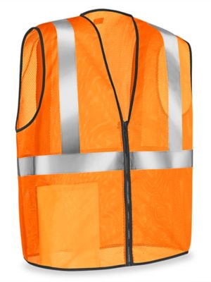 Class 2 Zipper Hi-Vis Safety Vest - Orange, 4XL/5XL S-25611ORG4X
