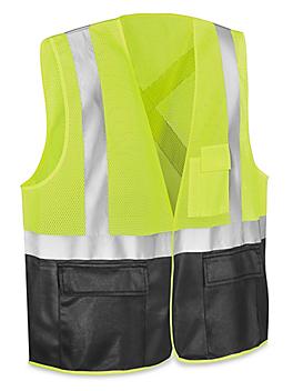 Class 2 Black Bottom Hi-Vis Safety Vest with Pockets