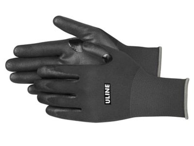 Uline Warehouse Warrior Micro-Foam Nitrile Coated Gloves - Black, XL