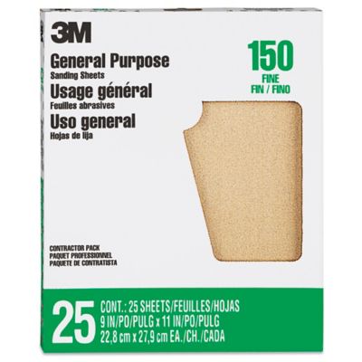 Papier abrasif en oxyde d'aluminium 3M™, assortiment de grains, 9005NA,  22,8 cm x 27,9 cm, 5/paquet