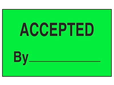 Production Labels - "Accepted by _____", 3 x 5" S-2575