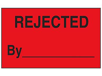Production Labels - "Rejected by _____", 3 x 5" S-2579